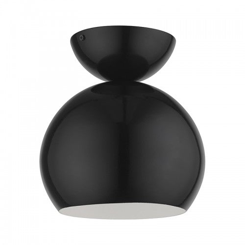 1 Light Shiny Black Globe Semi-Flush Semi Flush Livex