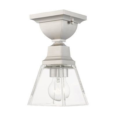 1 Light Brushed Nickel Ceiling Mount Semi Flush Livex