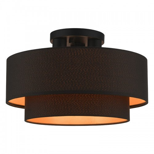 3 Light Black Large Semi-Flush Semi Flush Livex