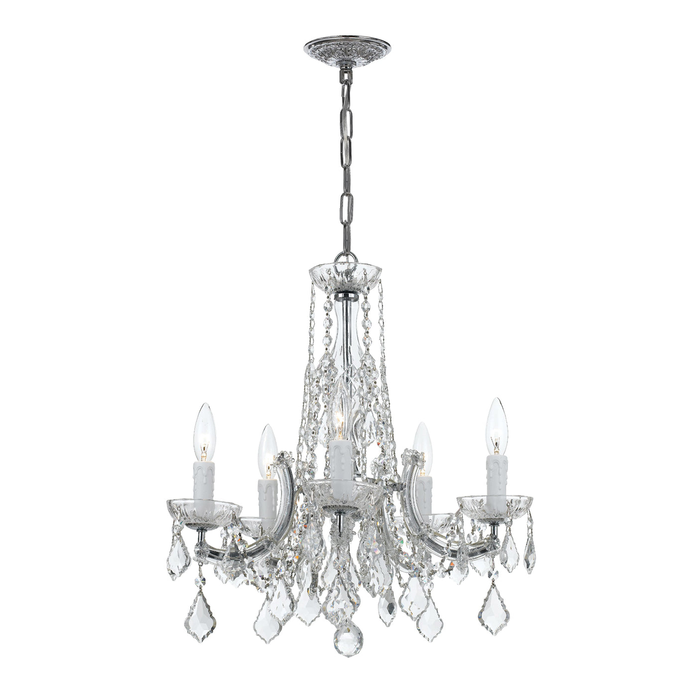 Maria Theresa 5 Light Hand Cut Crystal Polished Chrome Chandelier Chandelier Crystorama