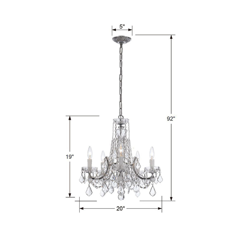 Maria Theresa 5 Light Hand Cut Crystal Polished Chrome Chandelier Chandelier Crystorama