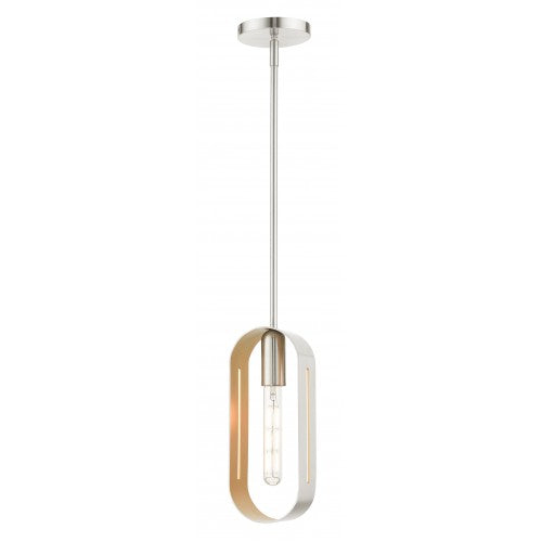 1 Light Brushed Nickel Pendant Pendant Livex