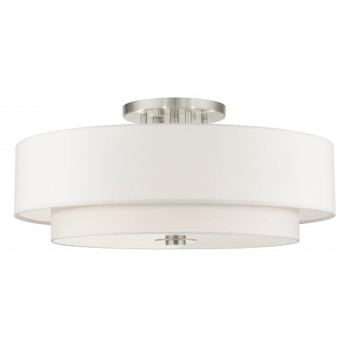 6 Light Brushed Nickel Semi Flush Semi Flush Livex