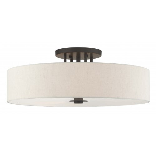 6 Light English Bronze Semi Flush Semi Flush Livex