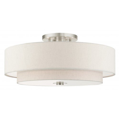 6 Light Brushed Nickel Semi Flush Semi Flush Livex