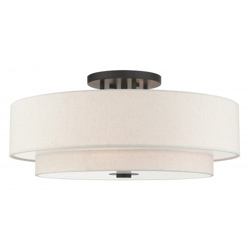 6 Light English Bronze Semi Flush Semi Flush Livex