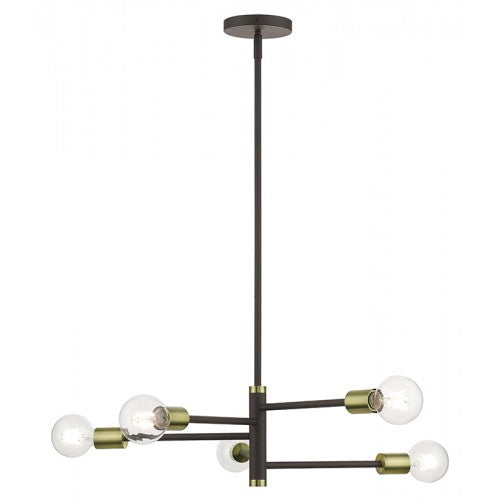 5 Light Bronze Chandelier with Antique Brass Accents Chandelier Livex