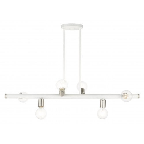 6 Light White Linear Chandelier Linear Livex