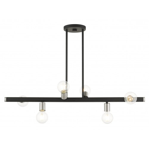 6 Light Black Linear Chandelier Linear Livex