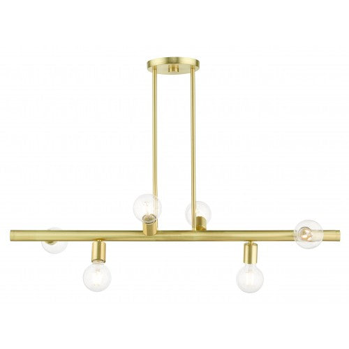 6 Light Satin Brass Linear Chandelier Linear Livex