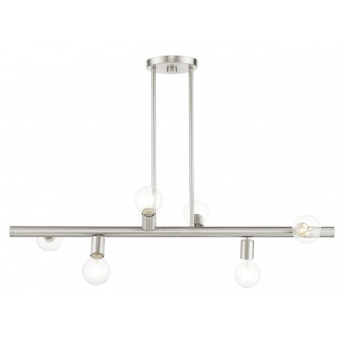 6 Light Brushed Nickel Linear Chandelier Linear Livex