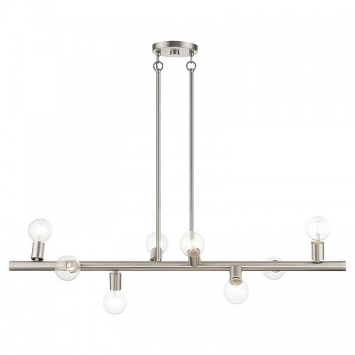 8 Light Brushed Nickel Large Chandelier Linear Livex