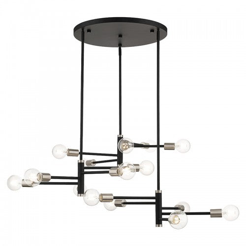 15 Light Black Extra Large Chandelier with Brushed Nickel Accents Chandelier Livex