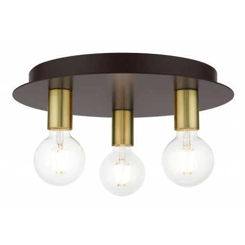 3 Light Bronze Flush Mount Flush Mount Livex