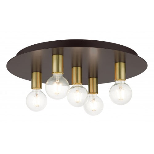 5 Light Bronze Flush Mount Flush Mount Livex