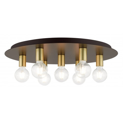 7 Light Bronze Flush Mount Flush Mount Livex