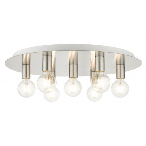 7 Light Brushed Nickel Flush Mount Flush Mount Livex