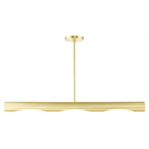 3 Light Satin Brass Linear Chandelier Linear Livex