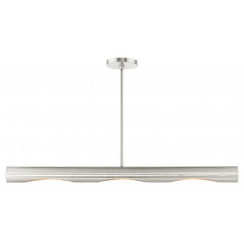 3 Light Brushed Nickel Linear Chandelier Linear Livex