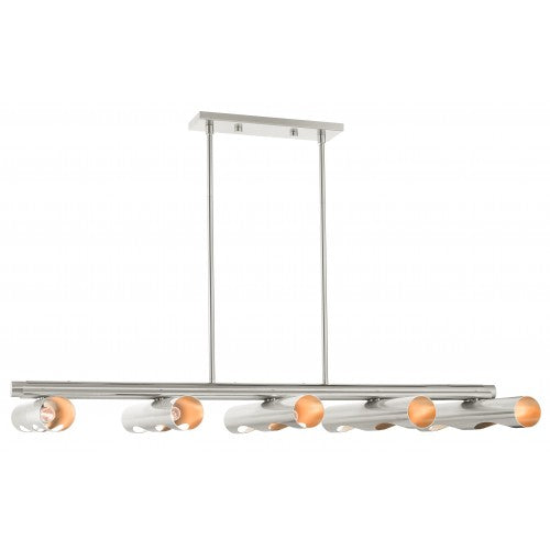 10 Light Brushed Nickel Linear Chandelier Linear Livex