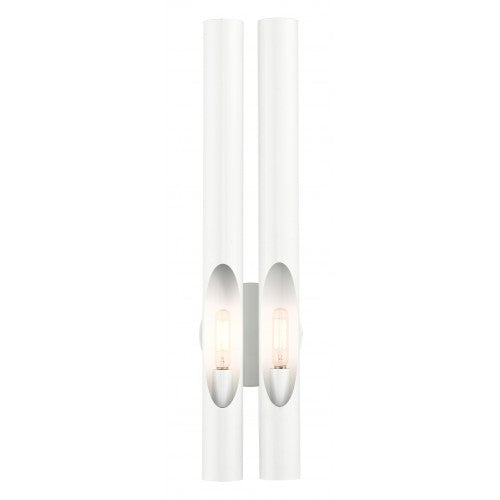 2 Light Shiny White ADA Double Sconce Wall Sconce Livex