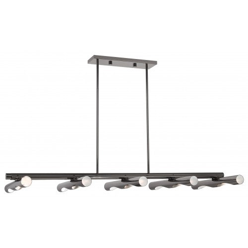 10 Light Black Chrome Linear Chandelier Linear Livex