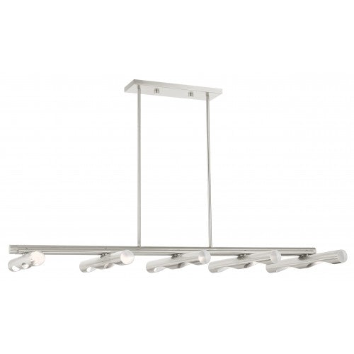 10 Light Brushed Nickel Linear Chandelier Linear Livex