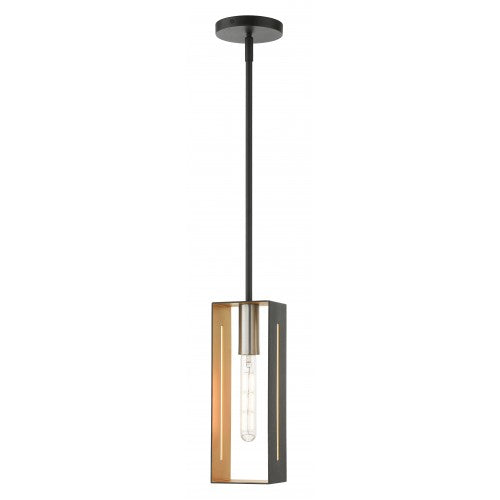 1 Light Textured Black with Brushed Nickel Accents Pendant Pendant Livex