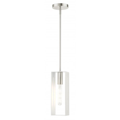 1 Light Brushed Nickel Pendant Pendant Livex