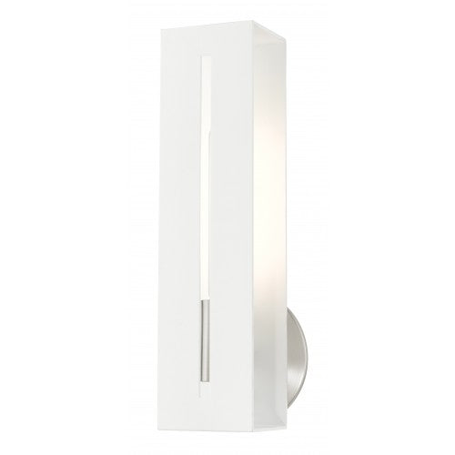 1 Light Textured White with Brushed Nickel Finish Accents ADA Single Sconce Wall Sconce Livex