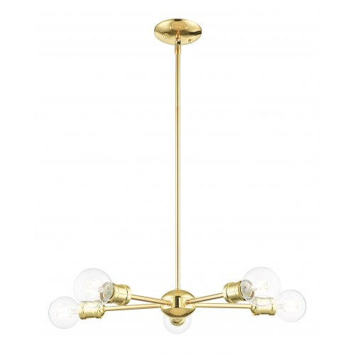 5 Light Polished Brass Chandelier Chandelier Livex