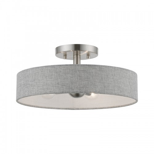 4 Light Brushed Nickel with Shiny White Accents Semi-Flush Semi Flush Livex