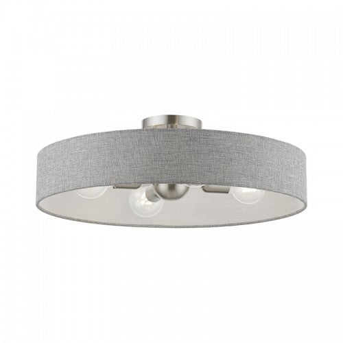 4 Light Brushed Nickel with Shiny White Accents Large Semi-Flush Semi Flush Livex