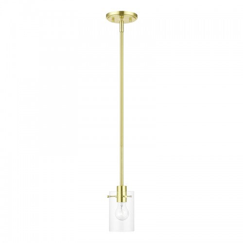 1 Light Satin Brass Single Pendant Pendant Livex