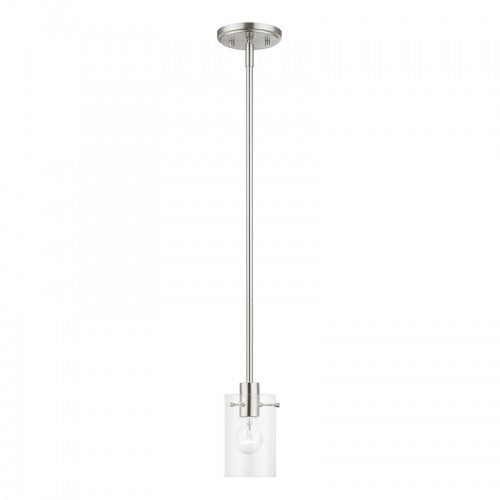 1 Light Brushed Nickel Single Pendant Pendant Livex