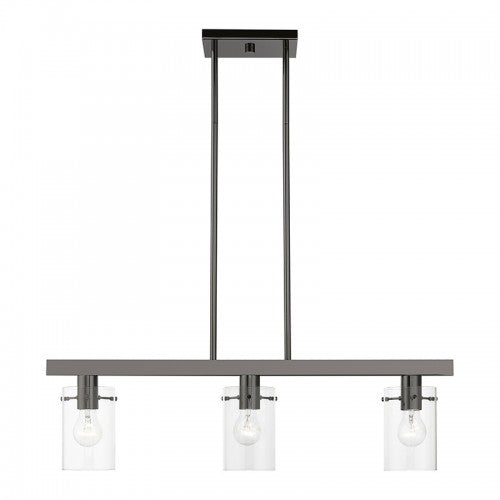 3 Light Black Chrome Linear Chandelier Linear Livex