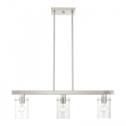 3 Light Brushed Nickel Linear Chandelier Linear Livex