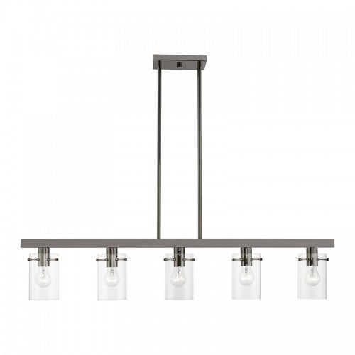 5 Light Black Chrome Linear Chandelier Linear Livex