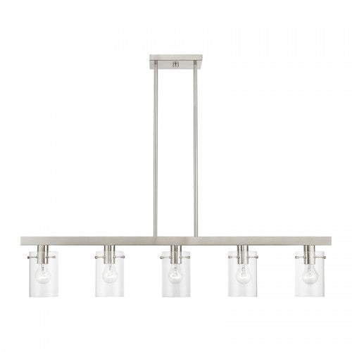 5 Light Brushed Nickel Linear Chandelier Linear Livex