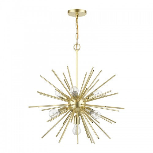 7 Light Soft Gold with Polished Brass Accents Pendant Chandelier Chandelier Livex