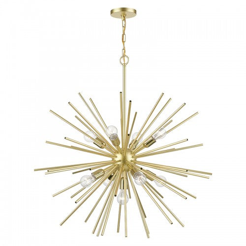 9 Light Soft Gold with Polished Brass Accents Foyer Pendant Chandelier Chandelier Livex