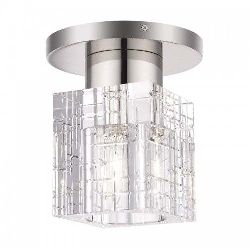 1 Light Polished Nickel Crystal Semi-Flush Semi Flush Livex