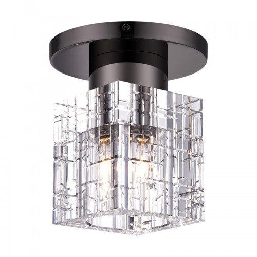 1 Light Black Chrome Crystal Semi-Flush Semi Flush Livex