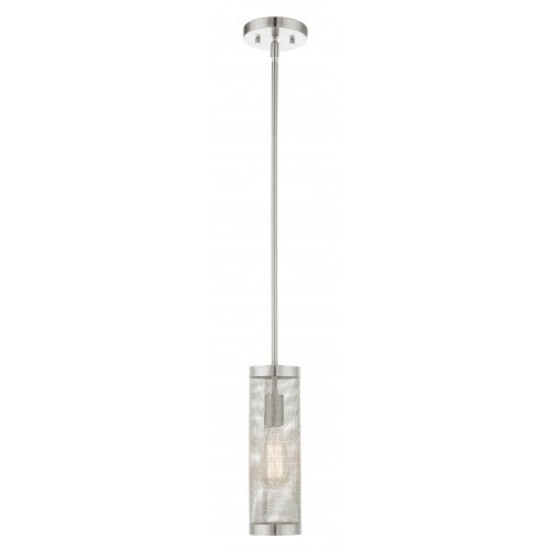 1 Light Brushed Nickel Pendant Pendant Livex