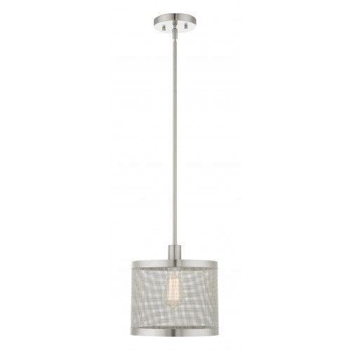 1 Light Brushed Nickel Pendant Pendant Livex