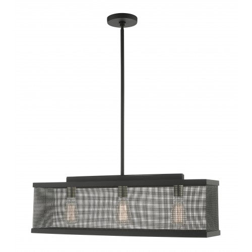 3 Light Black Chandelier Linear Livex