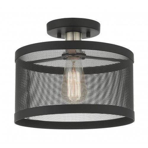 1 Light Black Semi Flush Mount Semi Flush Livex