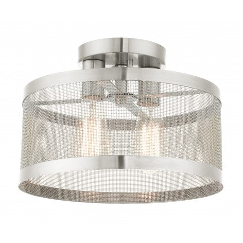 2 Light Brushed Nickel Semi Flush Mount Semi Flush Livex