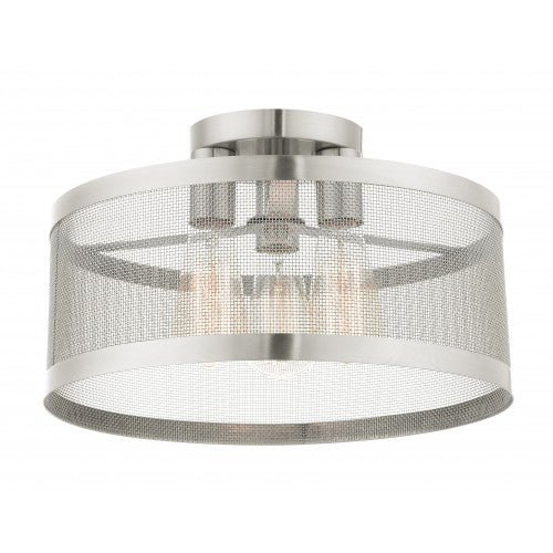 3 Light Brushed Nickel Semi Flush Mount Semi Flush Livex