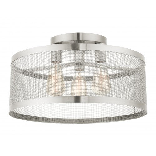 3 Light Brushed Nickel Semi Flush Mount Semi Flush Livex